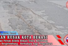Jalan Perum Alinda Bekasi Utara Berlubang dan Bergelombang