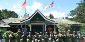 Menjaga Sinergitas di Perbatasan, Satgas Yonarmed 16/TK Terima Kunjungan Tentara Darat Malaysia
