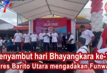 Menyambut hari Bhayangkara ke-78, Polres Barito Utara mengadakan Funwalk.